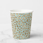 Aqua Mint White Gold Glitzer Leopard Pappbecher (Links)