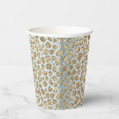 Aqua Mint White Gold Glitzer Leopard Pappbecher (Rechts)