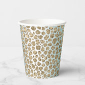 Aqua Mint White Gold Glitzer Leopard Pappbecher (Vorderseite)