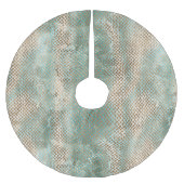 Aqua Mint White Gold Schlange Polyester Weihnachtsbaumdecke (Vorderseite)