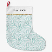 Aqua Mint White Wirbel Großer Weihnachtsstrumpf (Vorderseite)