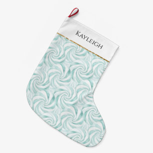Aqua Mint White Wirbel Großer Weihnachtsstrumpf