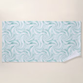 Aqua Mint White Wirbel Strandtuch (Vorderseite)