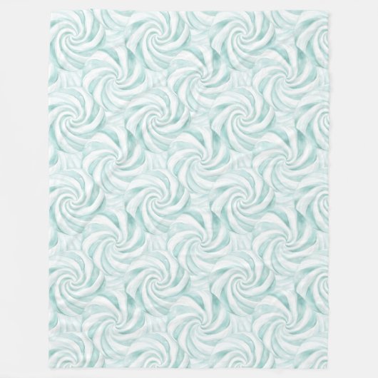Aqua Mint White Wirbel Weihnachten Fleecedecke (Vorderseite)