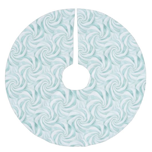 Aqua Mint White Wirbel Weihnachten Polyester Weihnachtsbaumdecke (Vorderseite)