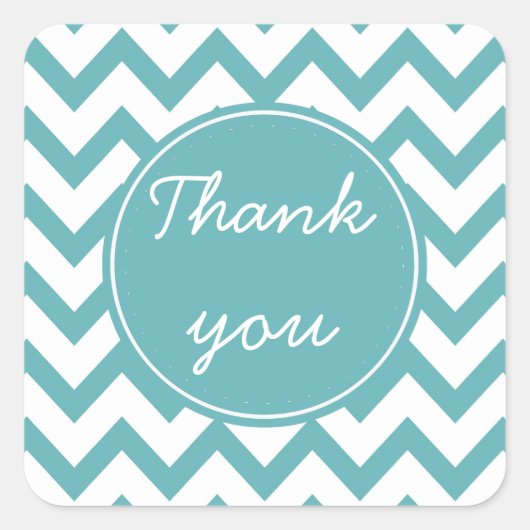 Aqua Mint White Zickzack Quadratischer Aufkleber (Vorderseite)