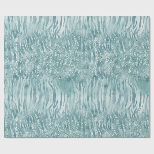 Aqua Mint Zebra Print Confetti Glitzer Geschenkpapier (Flach)