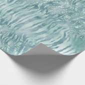 Aqua Mint Zebra Print Confetti Glitzer Geschenkpapier (Ecke)