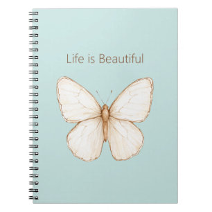 Aqua Minz Blau Creme Braun Schmetterling Notizblock