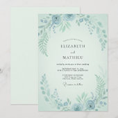 Aqua Minzblatt Hochzeit Einladung (Vorne/Hinten)
