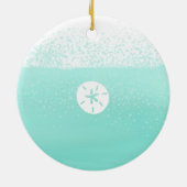 Aqua Minze grüne Aquarellfarbe und Dollar Seestern Keramikornament (Hinten)