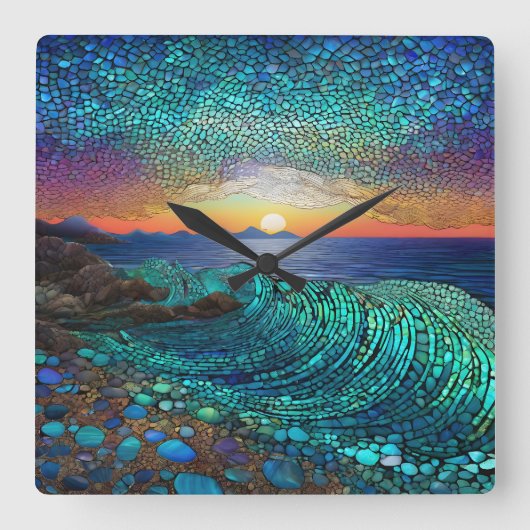 Aqua Mirage Quadratische Wanduhr (Vorderseite)