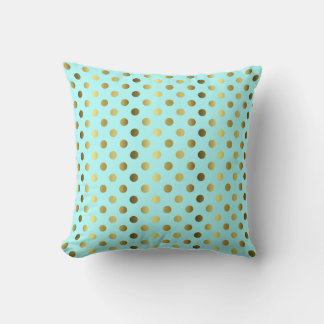 Aqua mit Gold Polka Dot Decorator Accent Pillow Kissen
