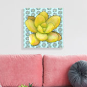 Aqua mit Lemon Peach Succulent Leinwanddruck (Insitu (Wohnzimmer))