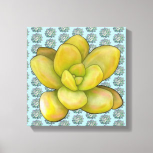 Aqua mit Lemon Peach Succulent Leinwanddruck