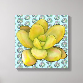Aqua mit Lemon Peach Succulent Leinwanddruck