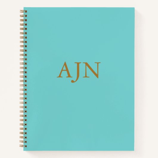 Aqua Mit Monogramm Art Sketchbook Notebook Geschen Notizblock (Vorderseite)