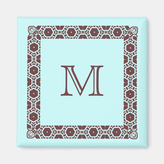 Aqua Mit Monogramm Stateroom Door Marker Magnet (Vorne)