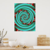 Aqua mit Red Prongs Spiral Poster (Küche)