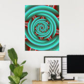 Aqua mit Red Prongs Spiral Poster (Heimbüro)