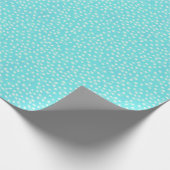 Aqua mit schneeähnlichen Polka Dots Geschenkpapier (Ecke)