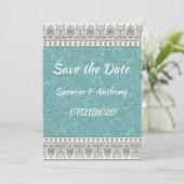 Aqua mit Texturlook Save The Date (Stehend Vorderseite)