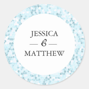Aqua Moasic Hochzeit Vielen Dank für Ihre Aufklebe Runder Aufkleber