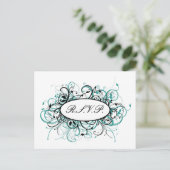 aqua Mod Wedding rsvp card Einladungspostkarte (Stehend Vorderseite)