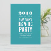Aqua Modern 2013 Silvester-Party Einladung (Stehend Vorderseite)
