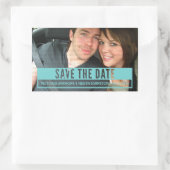 Aqua Modern Cut Save the Date Stickers (Tasche)