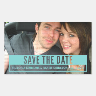 Aqua Modern Cut Save the Date Stickers