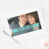 Aqua Modern Cut Save the Date Stickers (Umschlag)