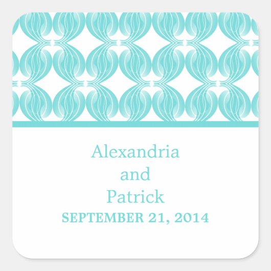 Aqua Modern Deko Wedding Stickers (Vorderseite)
