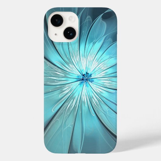 Aqua Modern Flower Phone Case (Rückseite)