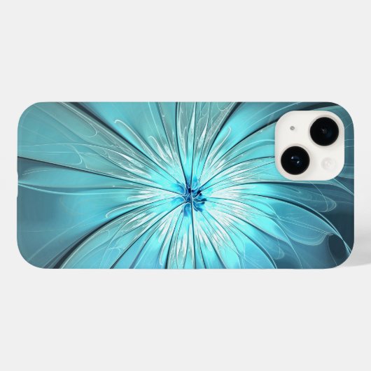 Aqua Modern Flower Phone Case (Rückseite (Horizontal))