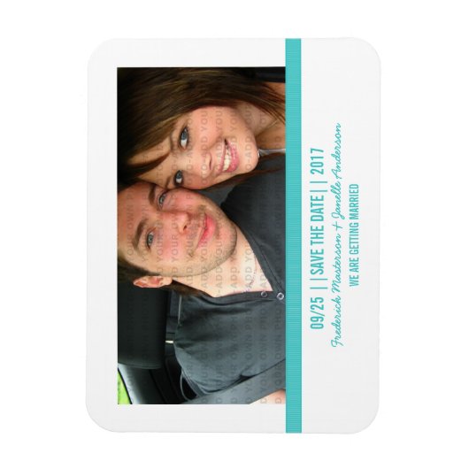 Aqua Modern Foto Save the Date Magnet (Vertikal)