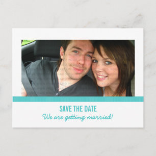 Aqua Modern Foto Save the Date Postkarte