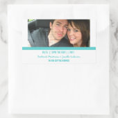 Aqua Modern Foto Save the Date Stickers (Tasche)