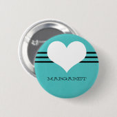 Aqua Modern Heart Button (Vorne & Hinten)