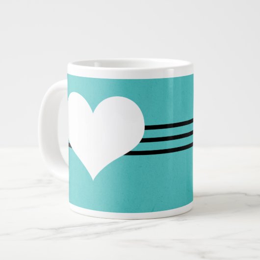 Aqua Modern Heart Jumbo Tasse (Vorderseite Links)