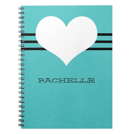 Aqua Modern Heart Notebook Notizblock (Vorderseite)
