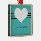 Aqua Modern Heart Ornament (Rechts)