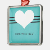 Aqua Modern Heart Ornament (Links)