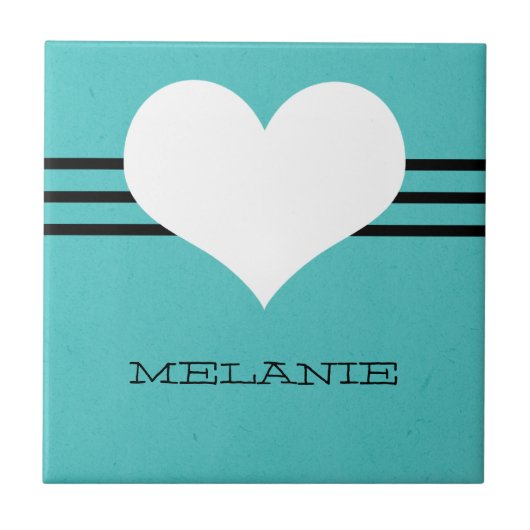 Aqua Modern Heart Tile Fliese (Vorderseite)