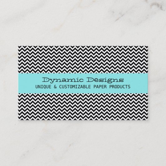 Aqua Modern Zickzack Business Card Visitenkarte (Vorderseite)