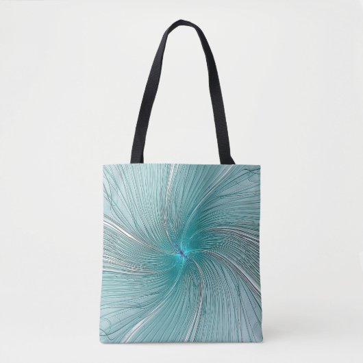 Aqua Moderne String Blumen Tragetasche Tasche (Vorderseite)