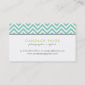 Aqua Moderne Zickzack Streifen Visitenkarte (Rückseite)