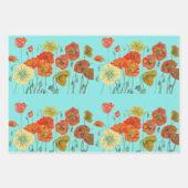 Aqua Mohn Mohnblumen Blumen Wasserfarbe  Geschenkpapier Set (Vorderseite 3)