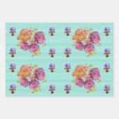 Aqua Mohn Mohnblumen Blumen Wasserfarbe  Geschenkpapier Set (Vorderseite 2)