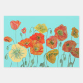 Aqua Mohn Mohnblumen Blumen Wasserfarbe  Geschenkpapier Set (Vorderseite)